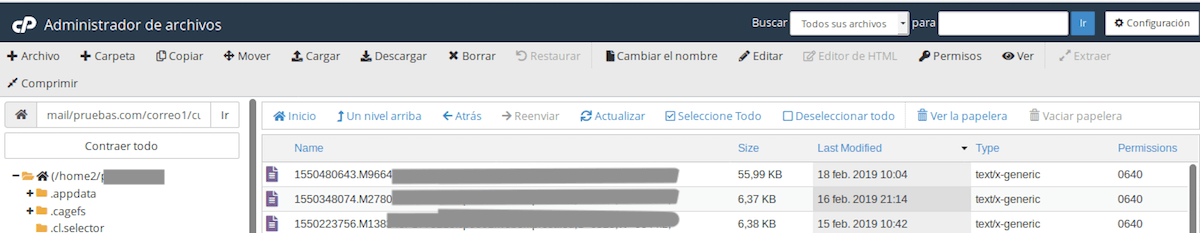 Archivos correspondientes a los correos de esa cuenta Archivos correspondientes a los correos de esa cuenta