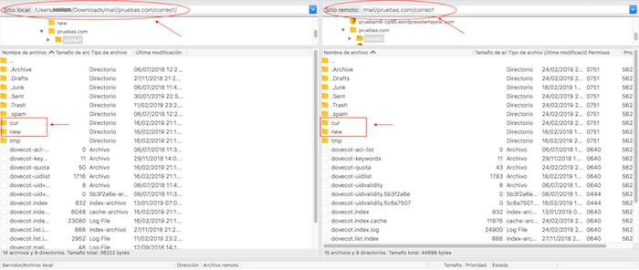 En sitio remoto: carpeta pruebas.com En sitio remoto: carpeta pruebas.com