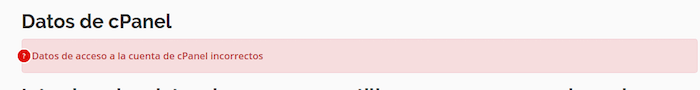Aviso de datos incorrectos Aviso de datos incorrectos