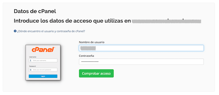 Datos de acceso al cPanel de la cuenta de origen que quieres traerte a Webempresa Datos de acceso al cPanel de la cuenta de origen que quieres traerte a Webempresa