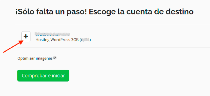 Escoger cuenta de hosting a la migrar el cPanel Escoger cuenta de hosting a la migrar el cPanel