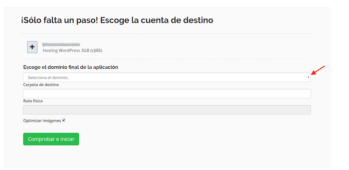 Indicar el destino de la web Indicar el destino de la web
