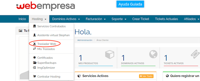 Trasladar web Trasladar web