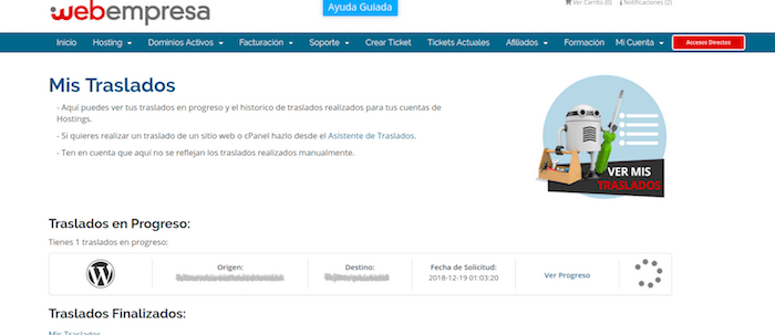 Traslados en progreso que tengas indicando la fecha de solicitud Traslados en progreso que tengas indicando la fecha de solicitud