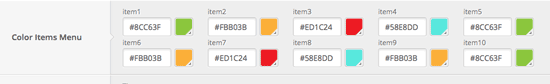 configuracion color items menu Color items menu