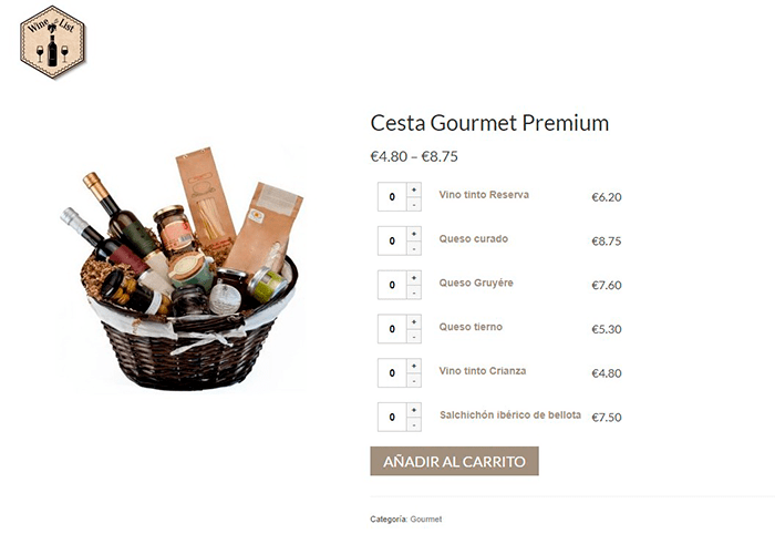 Productos a medida en Woocomerce. Página producto agrupado Productos a medida en Woocomerce. Página producto agrupado