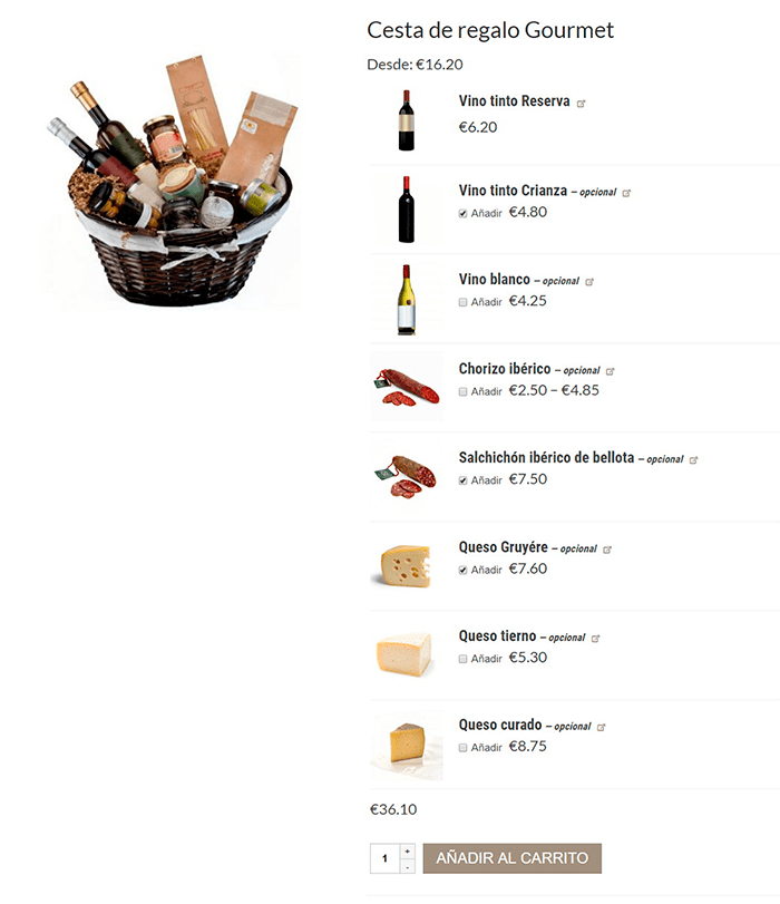 Productos a medida en Woocomerce: presentación estandard Productos a medida en Woocomerce: presentación estandard