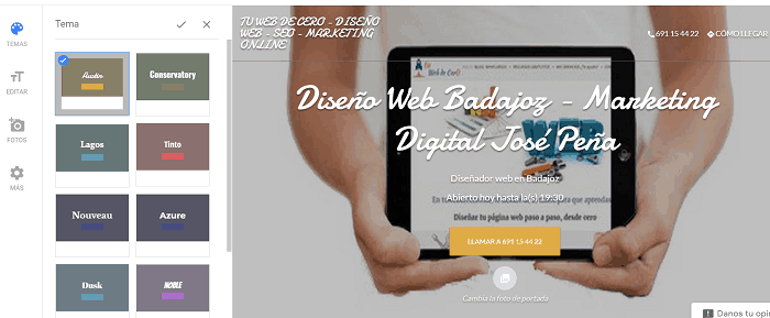 Google My Business: sitio web Google My Business: sitio web