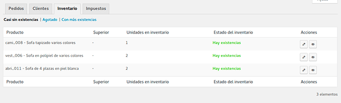 Informe casi sin existencias Informe casi sin existencias