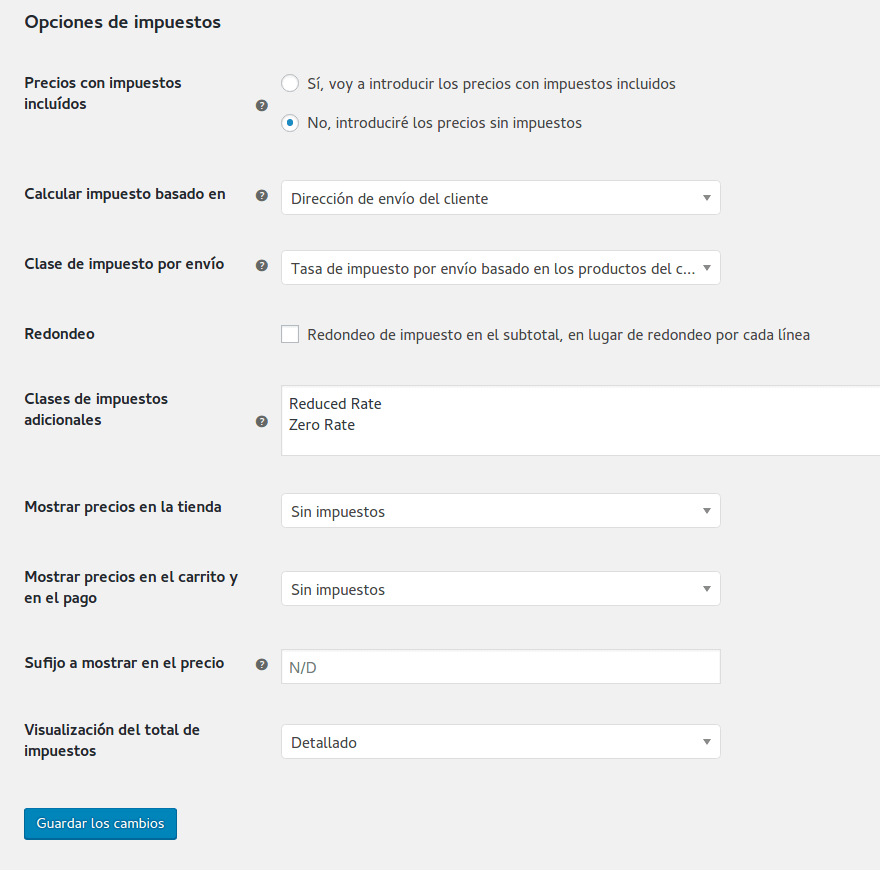 woocommerce opciones generales de impuestos woocommerce opciones generales de impuestos