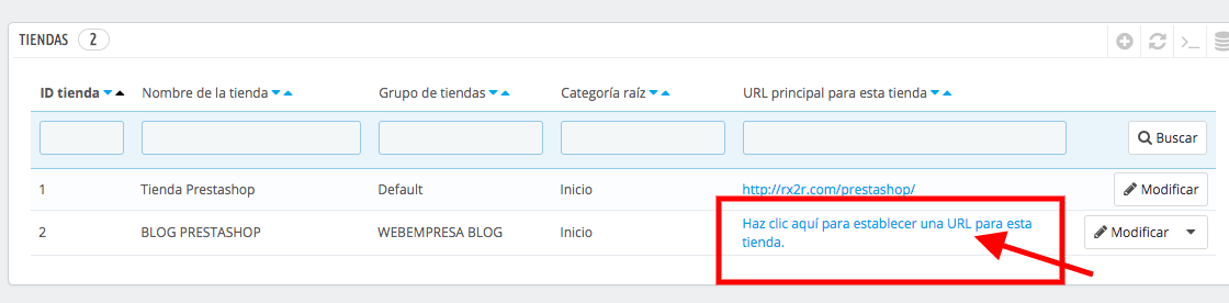 Establecer URL de tienda PrestaShop Establecer URL de tienda PrestaShop