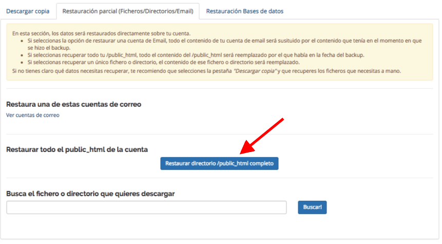 Restauración parcial de una web Restauración parcial de una web