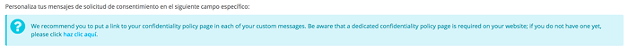 Aviso Personalización de la casilla de consentimiento Aviso Personalización de la casilla de consentimiento