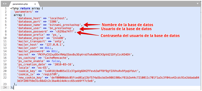Editar archivo parameters.php Editar archivo parameters.php