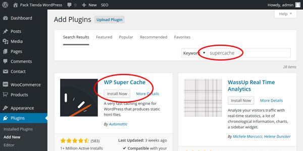 install wp super cache