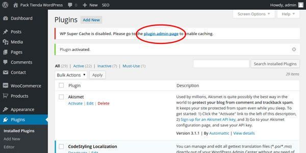 update wp super cache