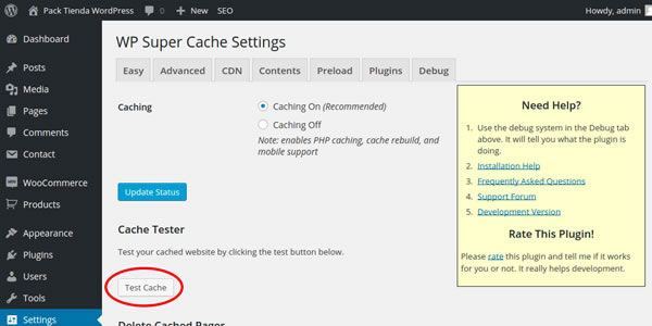 test wp super cache