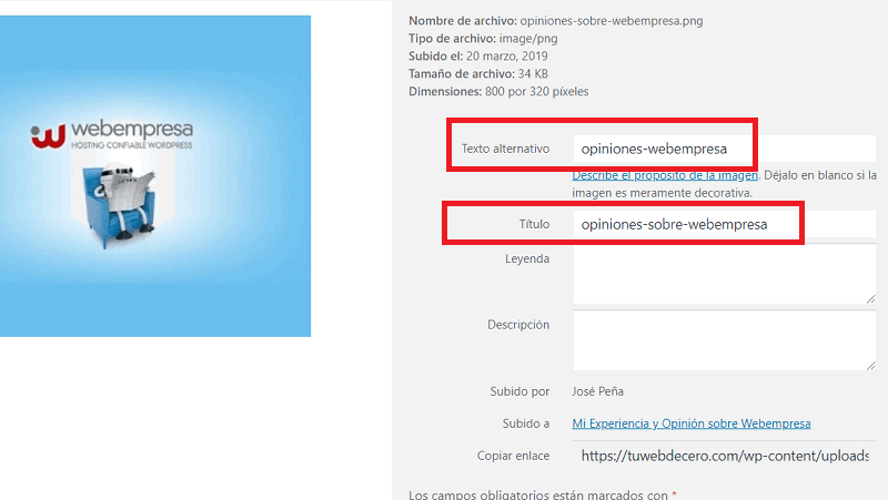 Atributos de imágenes en WordPress y SEO: atributos Título y alt Atributos de imágenes en WordPress y SEO: atributos Título y alt