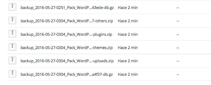 comprobar si la copia se ha subido a Dropbox Copias de Seguridad de WordPress