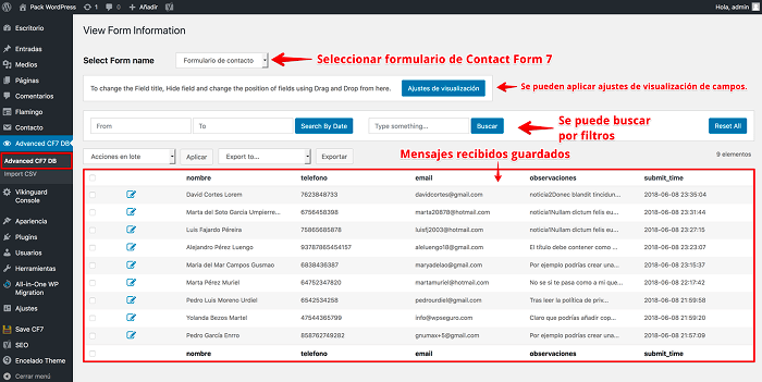 Gestionar mensajes recibidos Gestionar mensajes recibidos