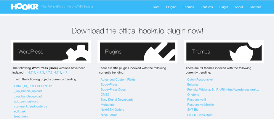 Sitio web Hookr Sitio web que clasifica hooks