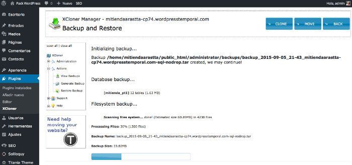 Copias de Seguridad de WordPress con el plugin XCloner Copias de Seguridad de WordPress con el plugin XCloner