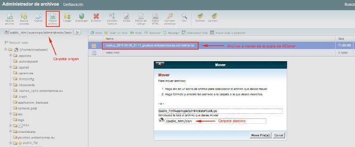 Mover el archivo de la copia a la nueva carpeta Mover el archivo de la copia a la nueva carpeta
