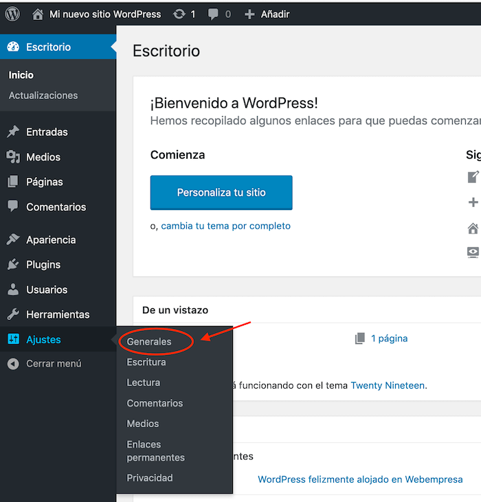 Opciones Generales del administrador Web Opciones Generales del administrador Web