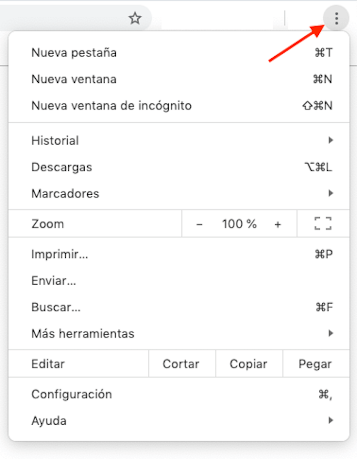 Borrar caché en Chrome: paso 1 Borrar caché en Chrome: paso 1