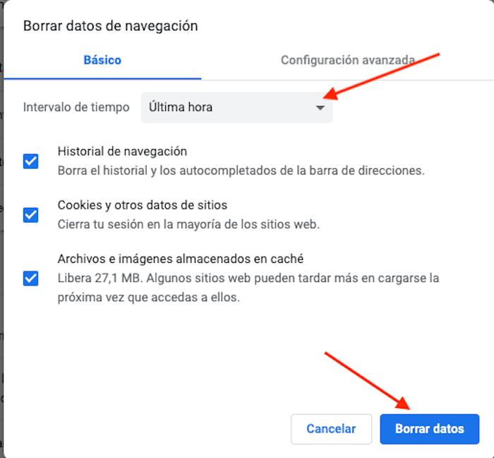 Borrar caché en Chrome: paso 4 Borrar caché en Chrome: paso 4