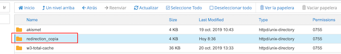 Ejemplo de desactivación del plugin Redirection Ejemplo de desactivación del plugin Redirection
