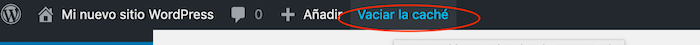 Botón de vaciado en Super Cache Botón de vaciado en Super Cache