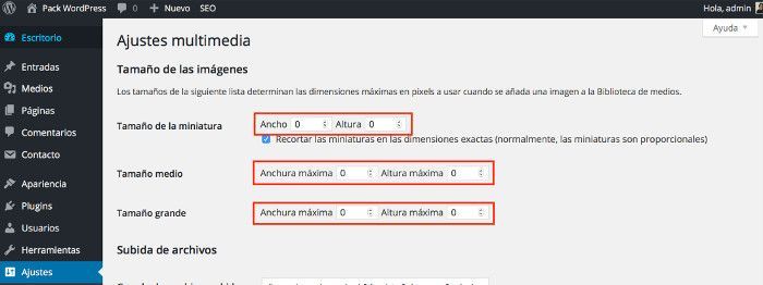 Imágenes en WordPress Tamaño de las imágenes