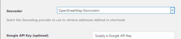 Configuración del GeoCoder Configuración del GeoCoder