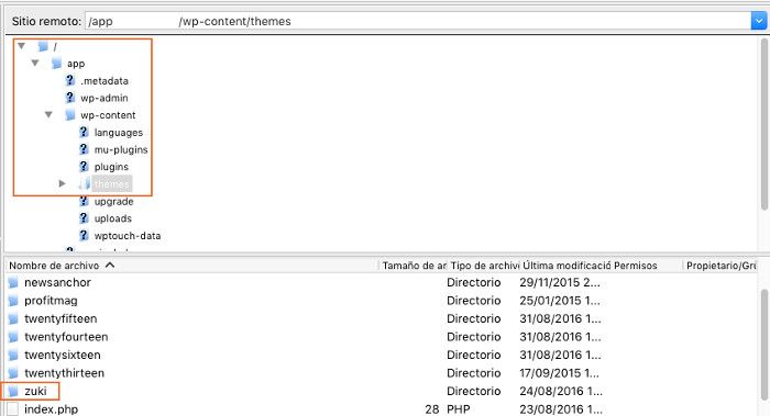 cambiar la tipografía de tu plantilla WordPress Panel de Filezilla