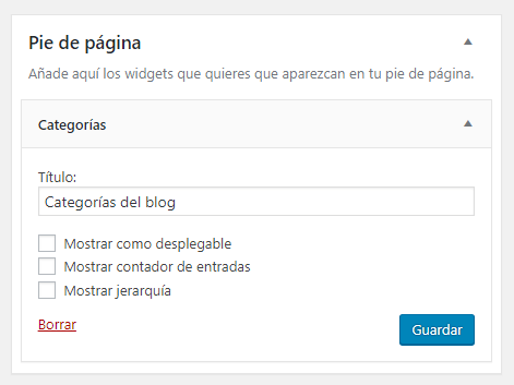 Configuración de widgets para WordPress Configuración widgets para WordPress