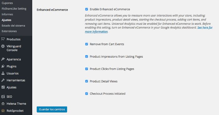 Enable Universal Analytics Google Analytics en WooCommerce