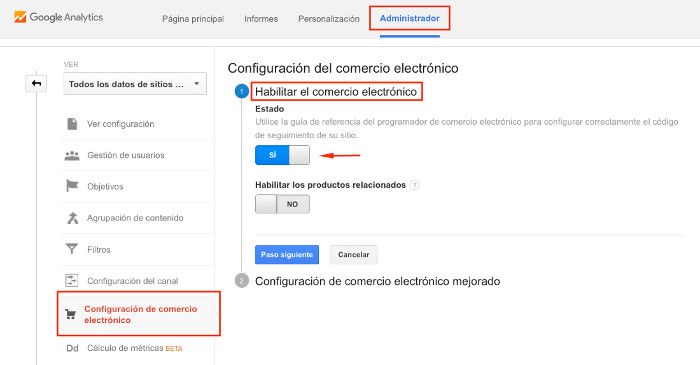 Configuración de comercio electrónico Google Analytics en WooCommerce