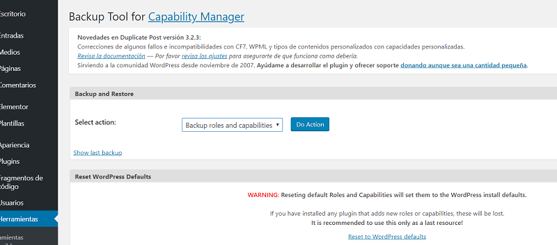 Opción Capability Manager Opción Capability Manager