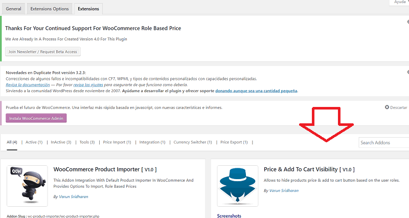Nueva extensión en producto Nueva extensión en producto