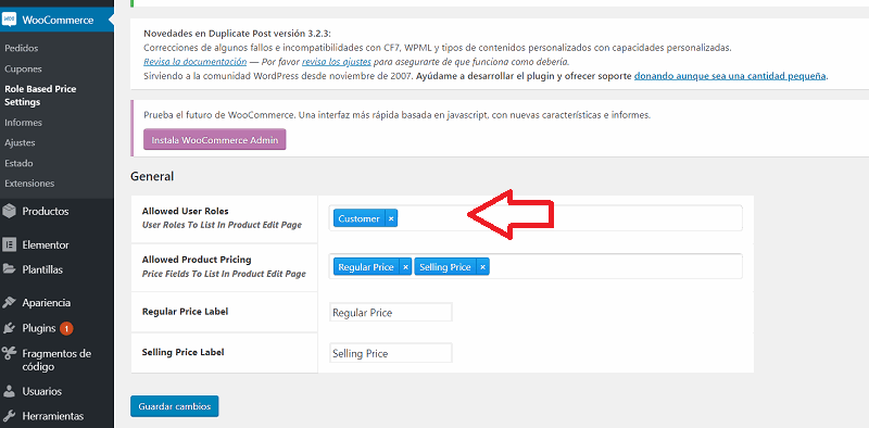 nuevo rol creado de forma automática llamado customer Nuevo rol creado de forma automática llamado customer