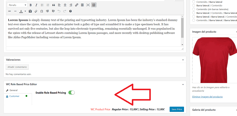 Opción Wc Role based Price editor Opción Wc Role based Price editor