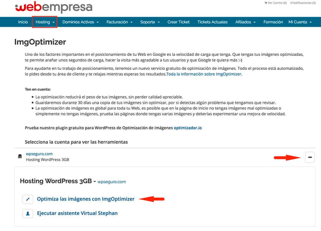 Área Cliente Webempresa