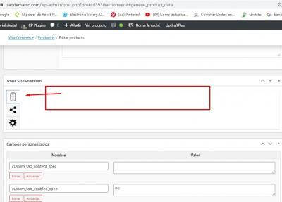 no aparece la configuracion de yaoast seo para productos