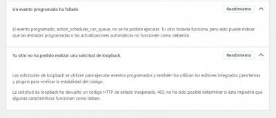 Salud del sitio wordpress