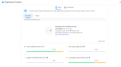 Métricas PageSpeed