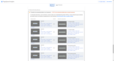 CLS tamaño de los elementos táctiles