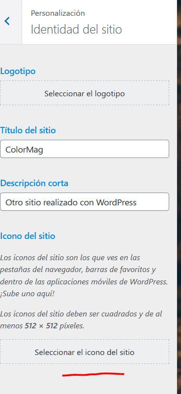 Com quitar el logo de wordpress de la pestanya de busqueda y pone …