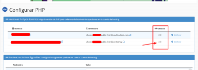 cPanel Configurar PHP