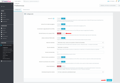 Preferencias • PrestaShop